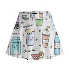 Drinks Cocktails Doodles Coffee Mini Flare Skirt by Apen