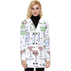 Drinks Cocktails Doodles Coffee Button Up Hooded Coat  by Apen