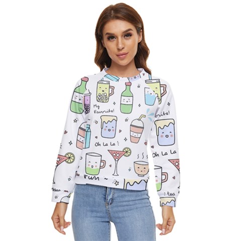 Drinks Cocktails Doodles Coffee Women s Long Sleeve Raglan T-shirt by Apen