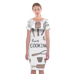 I Love Cooking Baking Utensils Knife Classic Short Sleeve Midi Dress by Apen