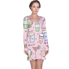 Drink Cocktail Doodle Coffee Long Sleeve Nightdress by Apen