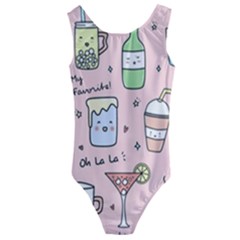 Drink Cocktail Doodle Coffee Kids  Cut-out Back One Piece Swimsuit by Apen