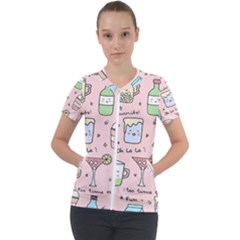 Drink Cocktail Doodle Coffee Short Sleeve Zip Up Jacket by Apen