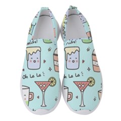 Drinks Cocktails Doodle Coffee Women s Slip On Sneakers by Apen