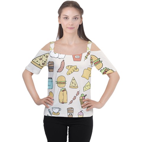 Dinner Meal Food Snack Fast Food Cutout Shoulder T-shirt by Apen