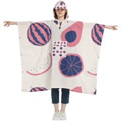 Fruits Halves Pattern Design Women s Hooded Rain Ponchos by Apen