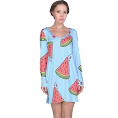 Watermelon Fruit Pattern Tropical Long Sleeve Nightdress by Apen