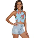 Watermelon Fruit Pattern Tropical Backless Halter Cami Shirt View3