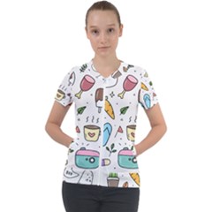 Doodle Fun Food Drawing Cute Short Sleeve Zip Up Jacket by Apen