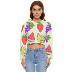 Fruits Pattern Background Food Women s Lightweight Cropped Hoodie by Apen