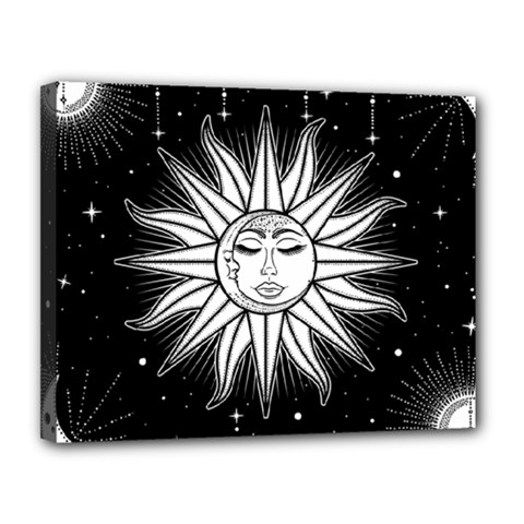 Sun Moon Star Universe Space Canvas 14  X 11  (stretched) by Ravend