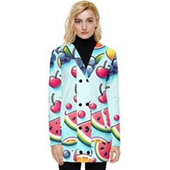 Fruits Sweet Pattern Button Up Hooded Coat  by Ravend