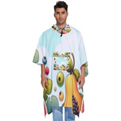 Fruits Sweet Papaya Orange Pattern Men s Hooded Rain Ponchos by Ravend