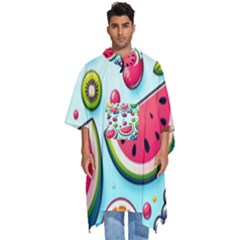 Fruits Sweet Pattern Men s Hooded Rain Ponchos by Ravend