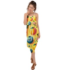 Fruits Fresh Sweet Pattern Waist Tie Cover Up Chiffon Dress by Ravend