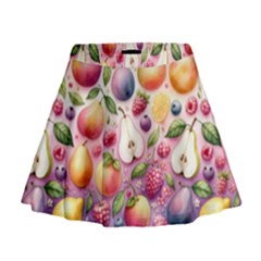 Fruits Apple Strawberry Raspberry Mini Flare Skirt by Ravend