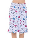 Hearts Seamless Pattern Memphis Style Short Mermaid Skirt View1