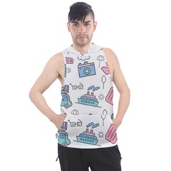 Transportation Seamless Pattern Men s Sleeveless Hoodie by Grandong