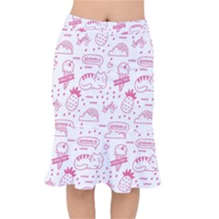 Cute Girly Seamless Pattern Short Mermaid Skirt by Grandong