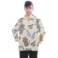 Cute Astronaut Cat With Star Galaxy Elements Seamless Pattern Men s Half Zip Pullover by Grandong