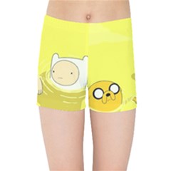 Adventure Time Jake The Dog Finn The Human Artwork Yellow Kids  Sports Shorts by Sarkoni