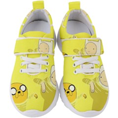 Adventure Time Jake The Dog Finn The Human Artwork Yellow Kids  Velcro Strap Shoes by Sarkoni