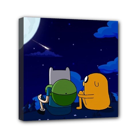 Adventure Time Jake And Finn Night Mini Canvas 6  X 6  (stretched) by Sarkoni