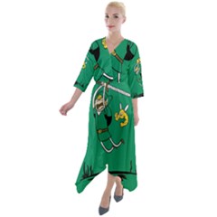 Adventure Time The Legend Of Zelda Quarter Sleeve Wrap Front Maxi Dress by Sarkoni