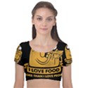 Adventure Time Jake  I Love Food Velvet Short Sleeve Crop Top  View1