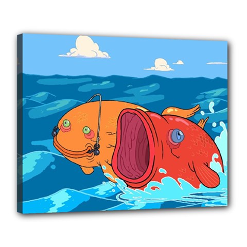 Adventure Time Fish Landscape Canvas 20  X 16  (stretched) by Sarkoni