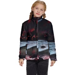 Artistic Creepy Dark Evil Fantasy Halloween Horror Psychedelic Scary Spooky Kids  Puffer Bubble Jacket Coat by Sarkoni