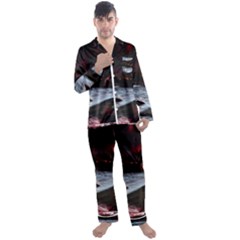 Artistic Creepy Dark Evil Fantasy Halloween Horror Psychedelic Scary Spooky Men s Long Sleeve Satin Pajamas Set by Sarkoni