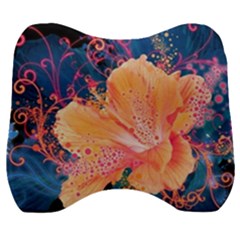 Abstract Art Artistic Bright Colors Contrast Flower Nature Petals Psychedelic Velour Head Support Cushion by Sarkoni