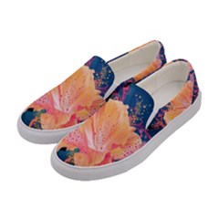 Abstract Art Artistic Bright Colors Contrast Flower Nature Petals Psychedelic Women s Canvas Slip Ons by Sarkoni