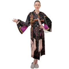 Jujutsu Kaisen Heart Design Heart Psychedelic Anime Hands Maxi Velvet Kimono by Sarkoni