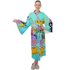 Adventure Time Cartoon Maxi Velvet Kimono by Sarkoni