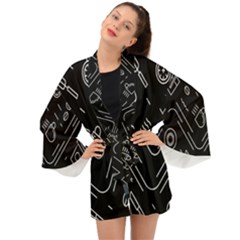 Coffee Background Long Sleeve Kimono by Bedest