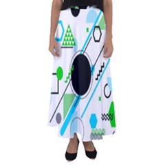 Geometric Shapes Background Flared Maxi Skirt by Bedest