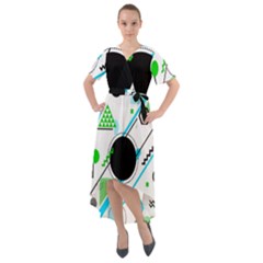 Geometric Shapes Background Front Wrap High Low Dress by Bedest