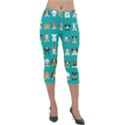 Different Type Vector Cartoon Dog Faces Lightweight Velour Capri Leggings  View1