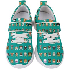 Different Type Vector Cartoon Dog Faces Kids  Velcro Strap Shoes by Bedest