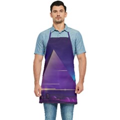 Egyptian Pyramids Night Landscape Cartoon Kitchen Apron by Bedest