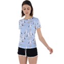 Cute Seagulls Seamless Pattern Light Blue Background Back Circle Cutout Sports T-Shirt View1