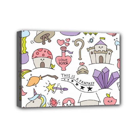 Fantasy Things Doodle Style Vector Illustration Mini Canvas 7  X 5  (stretched) by Bedest