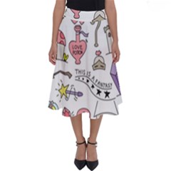 Fantasy Things Doodle Style Vector Illustration Perfect Length Midi Skirt by Bedest