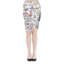 Fantasy Things Doodle Style Vector Illustration Midi Wrap Pencil Skirt View1