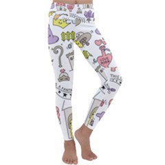 Fantasy Things Doodle Style Vector Illustration Kids  Lightweight Velour Classic Yoga Leggings by Bedest