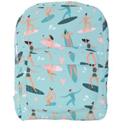 Beach Surfing Surfers With Surfboards Surfer Rides Wave Summer Outdoors Surfboards Seamless Pattern Full Print Backpack by Bedest