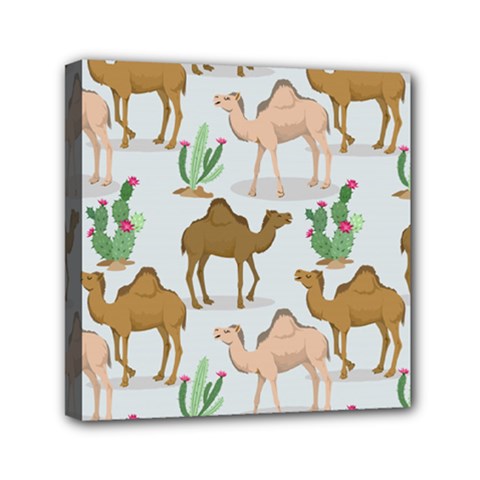 Camels Cactus Desert Pattern Mini Canvas 6  X 6  (stretched) by Hannah976