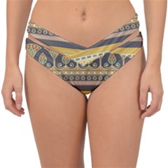 Seamless Pattern Egyptian Ornament With Lotus Flower Double Strap Halter Bikini Bottoms by Hannah976